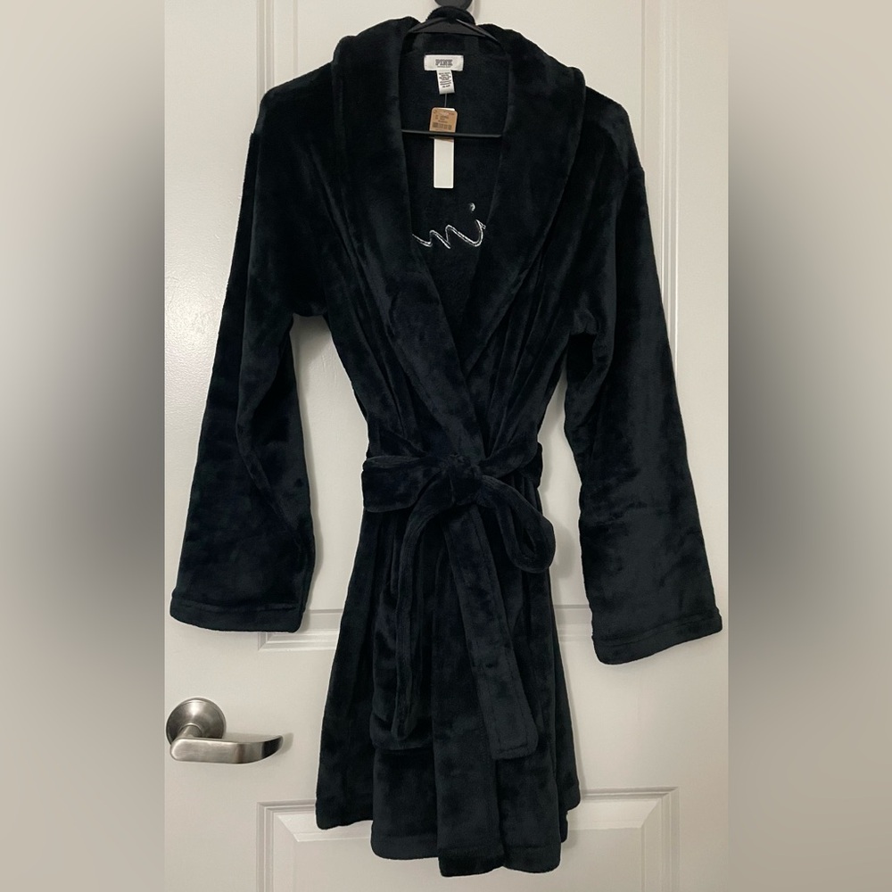 PINK Fluffy Black Short Robe
